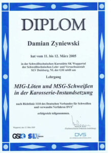 Diplom Damian Zyzniewski