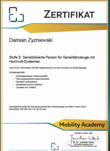 2025-06-03 Zertifikat - Mobility Academy - Hochvolt S - Zyzniewski