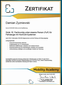 2025-06-24 Zertifikat - Mobility Academy - Stufe 1E - Zyzniewski - 24.06.2025